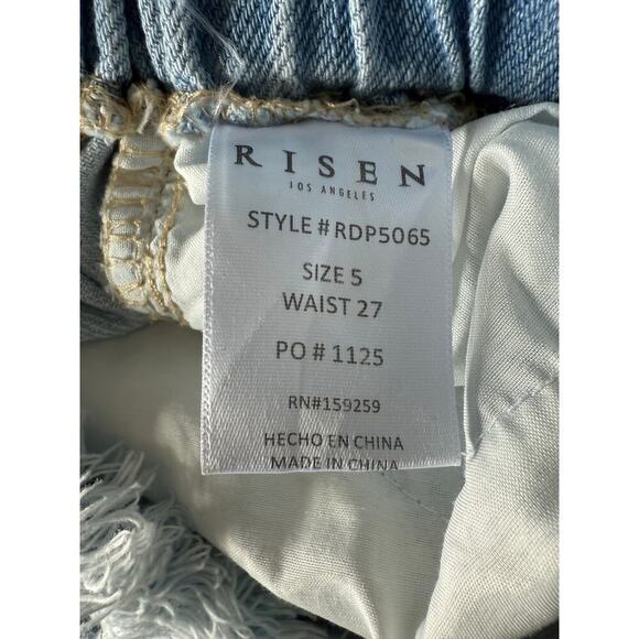 Risen High Waist Relaxed Distressed Jeans Womens 5/27 Frayed Hems - Picture 9 of 9